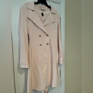 White House Black Market Double Breasted Trench Coat, Color is Light pink L